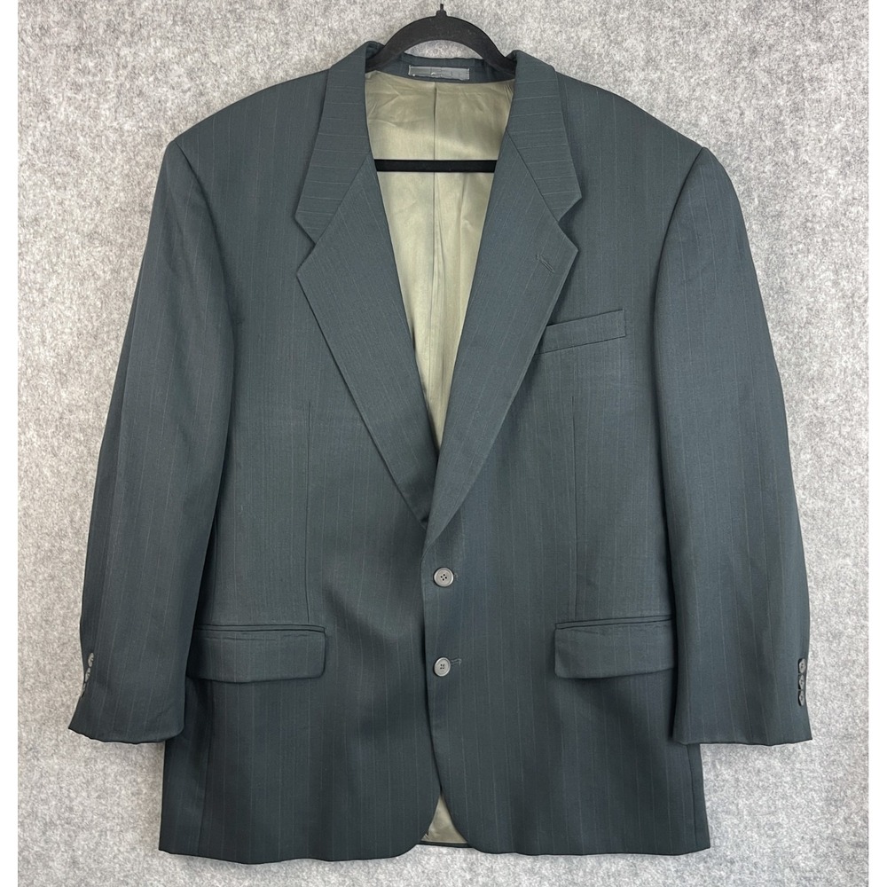 VTG Givenchy Wool Blazer Sport Coat Mens 46R Dark Gray Pinstripe 2 Button USA